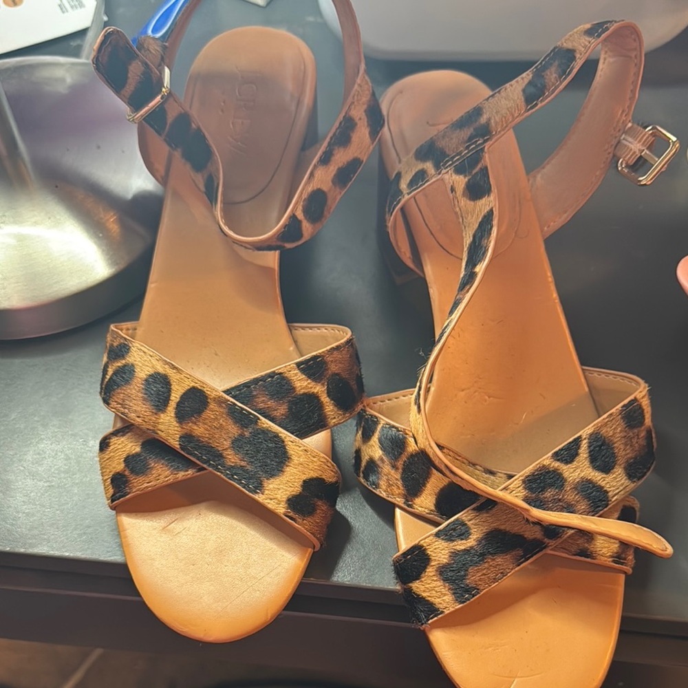 J Crew Leopard Print Women's heeled Sandals